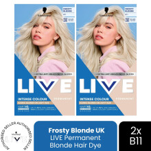 (Pack of 2) Schwarzkopf LIVE Hair Dye Permanent Blonde B11 Frosty Blonde Colour Gloss Toner