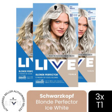 (Pack of 3) Schwarzkopf LIVE Hair Dye Toner Post-Bleach Hair Toner T1 Ice White Colour Gloss