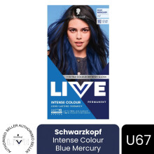 (Pack of 1) Schwarzkopf LIVE Hair Dye Permanent Metallic Dye U67 Blue Mercury Colour Gloss