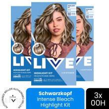 (Pack of 3) Schwarzkopf LIVE Hair Dye Permanent Hair Bleach 00H Highlight Kit Colour Gloss