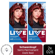 (Pack of 2) Schwarzkopf LIVE Hair Dye Semi-Permanent 026 Dark Red Colour Gloss Toner Bleach