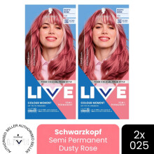 (Pack of 2) Schwarzkopf LIVE Hair Dye Semi-Permanent 025 Dusty Rose Colour Gloss Toner DIY