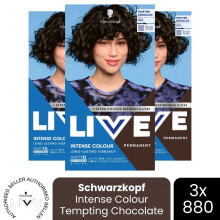 (Pack of 3) Schwarzkopf LIVE Hair Dye Permanent 880 Tempting Chocolate Colour Semi-Permanent