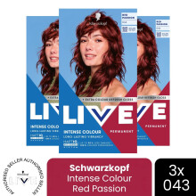 (Pack of 3) Schwarzkopf LIVE Hair Dye Permanent 043 Red Passion Colour Semi-Permanent Gloss