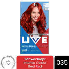 (Pack of 1) Schwarzkopf LIVE Hair Dye Permanent 035 Real Red Colour Semi-Permanent Gloss DIY