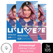 (Pack of 3) Schwarzkopf LIVE Hair Dye Permanent 105 Mauve Kiss Colour Semi-Permanent Gloss