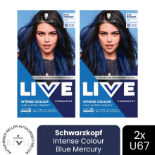 (Pack of 2) Schwarzkopf LIVE Hair Dye Permanent Metallic Dye U67 Blue Mercury Colour Gloss