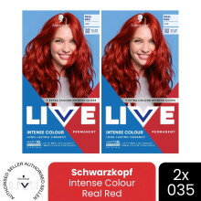 (Pack of 2) Schwarzkopf LIVE Hair Dye Permanent 035 Real Red Colour Semi-Permanent Gloss DIY