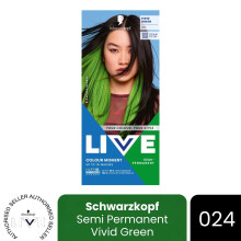 (Pack of 1) Schwarzkopf LIVE Hair Dye Semi-Permanent 024 Vivid Green Colour Gloss Toner DIY