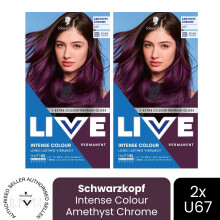 (Pack of 2) Schwarzkopf LIVE Hair Dye Permanent Metallic Dye U69 Amethyst Chrome Colour DIY