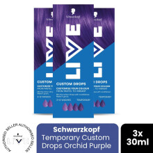 (Pack of 3) Schwarzkopf LIVE Hair Dye Orchid Purple Colour Drops Permanent Semi-Permanent