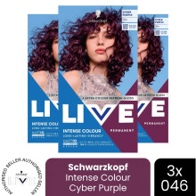 (Pack of 3) Schwarzkopf LIVE Hair Dye Permanent 046 Cyber Purple Colour Semi-Permanent Gloss
