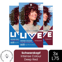 (Pack of 3) Schwarzkopf LIVE Hair Dye Permanent L75 Deep Red Colour Semi-Permanent Gloss DIY