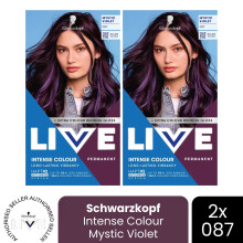 (Pack of 2) Schwarzkopf LIVE Hair Dye Permanent 087 Mystic Violet Colour Semi-Permanent DIY
