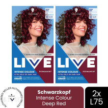(Pack of 2) Schwarzkopf LIVE Hair Dye Permanent L75 Deep Red Colour Semi-Permanent Gloss DIY