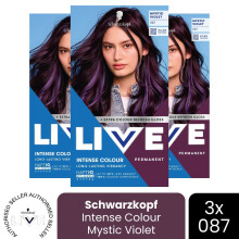 (Pack of 3) Schwarzkopf LIVE Hair Dye Permanent 087 Mystic Violet Colour Semi-Permanent DIY