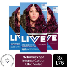(Pack of 3) Schwarzkopf LIVE Hair Dye Permanent L76 Ultra Violet Colour Semi-Permanent Gloss