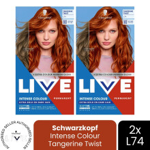 (Pack of 2) Schwarzkopf LIVE Hair Dye Permanent L74 Tangerine Twist Colour Semi-Permanent
