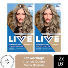 (Pack of 2) Schwarzkopf LIVE Hair Dye Permanent L61 Nude Bronde Colour Semi-Permanent Gloss
