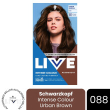 (Pack of 1) Schwarzkopf LIVE Hair Dye Permanent 088 Urban Brown Colour Semi-Permanent Gloss