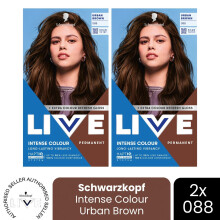 (Pack of 2) Schwarzkopf LIVE Hair Dye Permanent 088 Urban Brown Colour Semi-Permanent Gloss