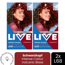(Pack of 2) Schwarzkopf LIVE Hair Dye Permanent L68 Volcanic Blaze Colour Semi-Permanent DIY