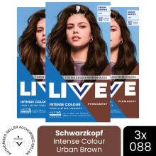 (Pack of 3) Schwarzkopf LIVE Hair Dye Permanent 088 Urban Brown Colour Semi-Permanent Gloss