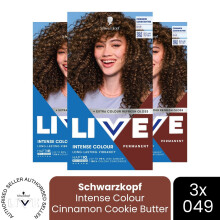 (Pack of 3) Schwarzkopf LIVE Hair Dye Permanent 049 Cinnamon Cookie Butter Colour Gloss DIY