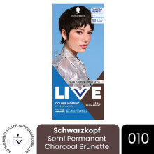 (Pack of 1) Schwarzkopf LIVE Hair Dye Semi-Permanent 010 Charcoal Brunette Colour Gloss DIY