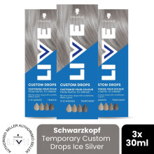 (Pack of 3) Schwarzkopf LIVE Hair Dye Ice Silver Colour Drops Permanent Semi-Permanent Gloss