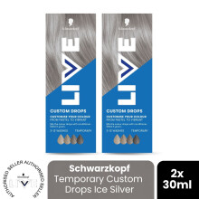 (Pack of 2) Schwarzkopf LIVE Hair Dye Ice Silver Colour Drops Permanent Semi-Permanent Gloss