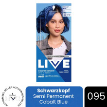 (Pack of 1) Schwarzkopf LIVE Hair Dye Semi-Permanent 095 Cobalt Blue Colour Gloss Toner DIY