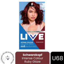 (Pack of 1) Schwarzkopf LIVE Hair Dye Permanent Metallic Dye U68 Ruby Glaze Colour Gloss DIY