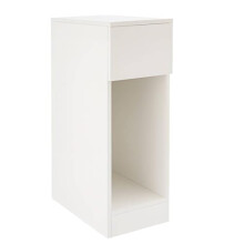 EVERGOODS 20cm Slim Bedside Table, White Narrow Nightstand with Drawer & Shelf, Modern Small Side Table Wooden Storage Cabinet for Bedroom, Living