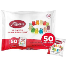 Albanese World's Best Gummi Snack Packs, 12 Flavor Gummi Bear Cubs, 50 mini packs of Candy, Perfect for Lunch Boxes and School Snacks