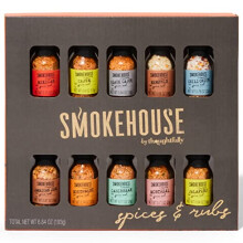 Smokehouse by Thoughtfully, Gourmet Grilling Spice Set in Mini Glass Bottles, Vegan and Vegetarian, Grill Seasoning Flavors Include Caribbean,