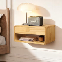 WDSHIYI Floating Nightstand Wooden, Bedside Table, Nightstand Shelf, Handmade, Wall Mounted Bedside Shelf, Minimalist and Unique Style Natural 44 x
