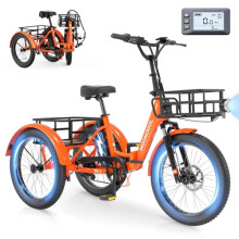 SUNYRISY Electric Tricycle for Adults, 20" Folding Electric Trike E-Bike for Men and Women with 36V 20AH Removable Battery, 250W 45NM 3 Wheels