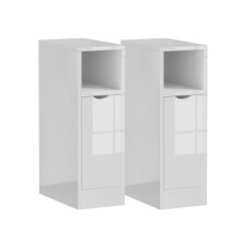 Rainbow Tree Slim Tall Bedside Tables Set of 2 with Door & Storage Space for Bedroom, High Gloss Narrow Sofa Side Table End Table for Living Room,