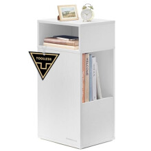 SONGMICS HOME Slim Bedside Table, Superfast Toolless Assembly, Narrow Storage Side Table with 2 Open Compartments & 1 Drawer, Small Bed Side Cabinet