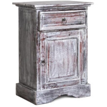 livasia Rustic Bedside Table, handmade cupboard from Bali (Whitewash)