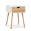 Mondeer Bedside Table, Side Storage Cabinet with 1 Drawer, White and Oak 1