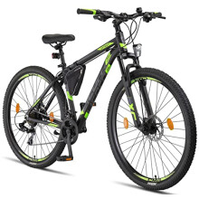 Licorne Bike Effect Premium Mountain Bike 29 inch Wheels Black and Lime ? Bicycle for Boys, Girls, Men and Women ?21 Gear Speed ? Front Suspension