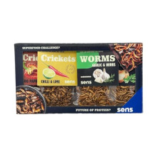 SENS Edible Insect Mix, Party Snack, Roasted Crickets and Mealworms, Crispy Snack Rich in Proteins, Gift Idea for Foodies