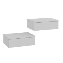 Komto Floating Bedside Tables Set of 2 – Wall Mounted Nightstand with Drawer, Stone Grey Bedside Table for Bedroom | Monaco 42 x 30 x 15 cm