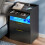 Mondeer Bedside Table with Charging Station, LED, Hidden Drawer 1