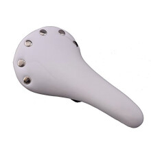 M-Wave Riveted Classic Traditional Retro Old School Fixie Road Seat Vintage Bike Saddle Brown, Blue Or White (White)