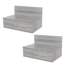 Core Products Pair of Kelly Wall-Mounted Bedside Cabinets with Drawer - Modern Floating Bedside Tables