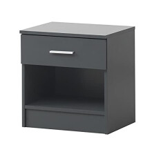 Timber Art Design UK Rio Costa Bedside Cabinet Home Office Bedroom Furniture Aesthetic Nightstand Table 1 Drawer with Metal Handle, Dark Grey - H 47 x