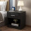 Comfy Living Comfy Living Modern Bedside Table with Drawer and Open Shelf, High Gloss, Bedroom Storage Table (Black) 1